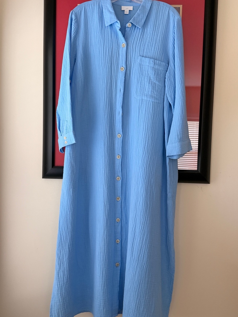 J. Jill Light Blue Maxi Button-Front Shirt Dress